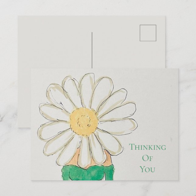 Cartão Postal Daisy Girl Green Dress Thinking of You (Frente/Verso)