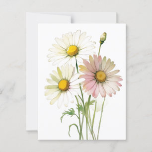 Cartão Postal Daisy Watercolor Flower Modern Professional