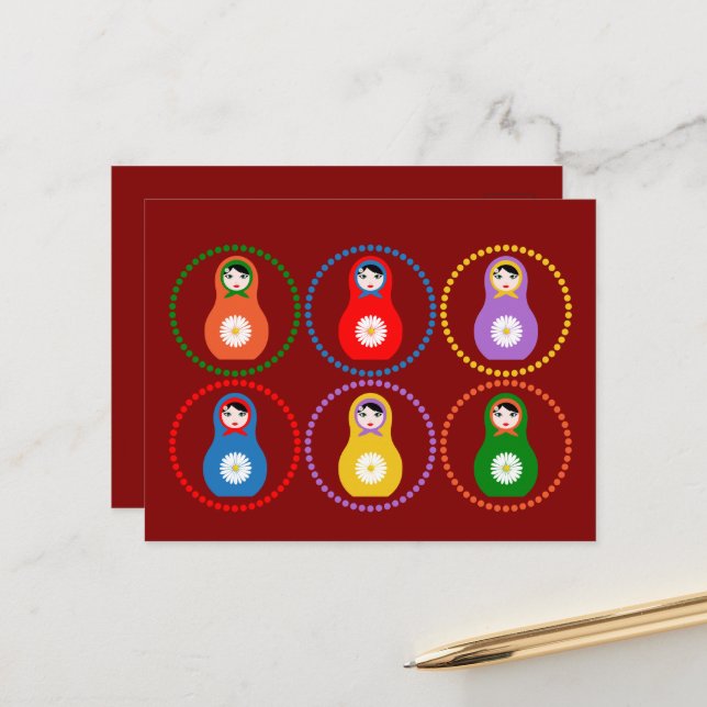 Cartão Postal Daisyflower Matryoshka (Frente/Verso In Situ)