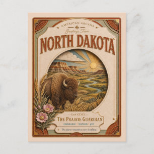 Cartão Postal Dakota do Norte Arcana Americana Corte de Papel Vi