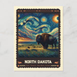 Cartão Postal Dakota do Norte | Vincent Van Gogh inspirado<br><div class="desc">Embarque numa viagem visual através do Estado do Jardim da Paz com a "Dakota do Norte" | Vincent van Gogh Inspirou cartão postal." Este cartão-postal combina a beleza serena das pradarias de Dakota do Norte, colinas rolantes e céus vastos com o estilo expressivo e emocional do impressionismo de Vincent van...</div>