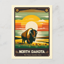Cartão Postal Dakota do Norte | Vintage espirituosa patriótica