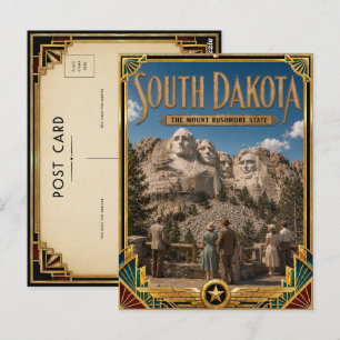 Cartão Postal Dakota do Sul Arte Deco Vintage Era de Ouro