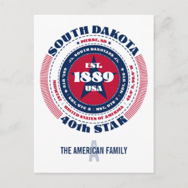 Cartão Postal Dakota do Sul, Pierre, SD, Patriótico, Monograma