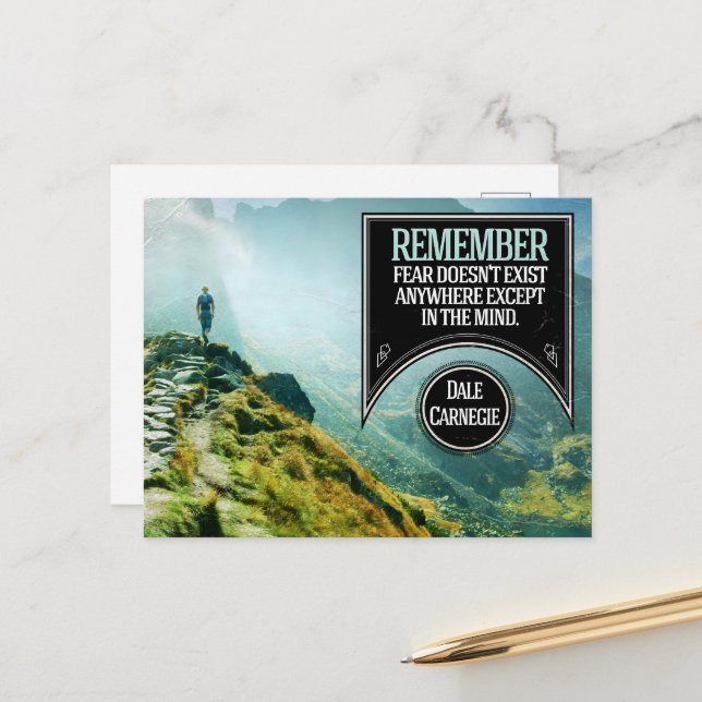 Cartão Postal Dale Carnegie Inspirational Cote "Medo" (Frente/Verso In Situ)