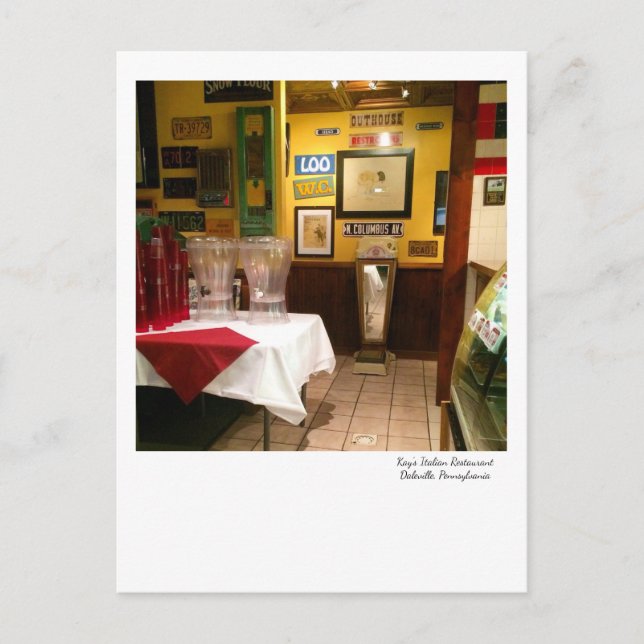 Cartão Postal Daleville PA - Restaurante italiano de Kay (Frente)