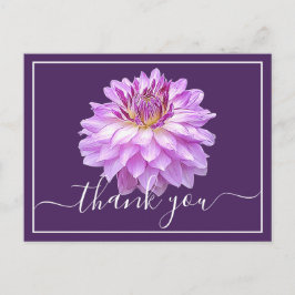 Cartão Postal Dália Roxa Com Fundo Roxo Obrigado