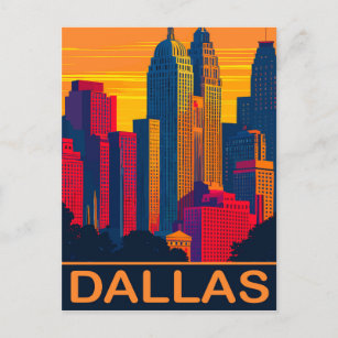 Cartão Postal Dallas em cores vibrantes, Viagem