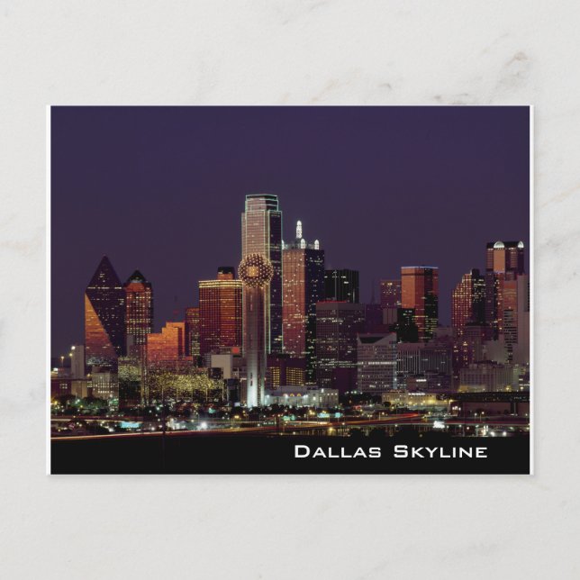 Cartão Postal Dallas Skyline no Cartão-postal noturno (Frente)