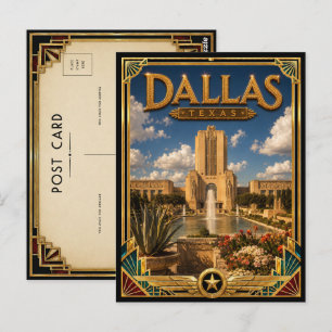 Cartão Postal Dallas Texas Arte Deco Vintage Era de Ouro
