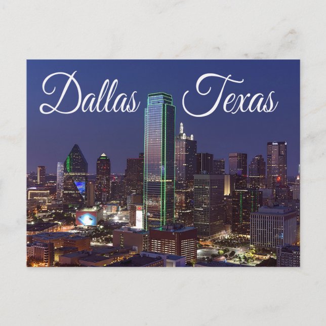 Cartão Postal Dallas, Texas Skyline, Cartão-postal dos Estados U (Frente)