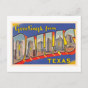 Cartão Postal Dallas Texas TX Vintage Large - Letra Postal