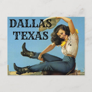 Cartão Postal Dallas Texas Viagens vintage Cowgirl