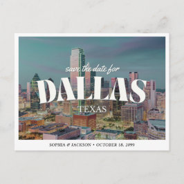 Cartão Postal Dallas Wedding Save the Date Retro Skyline