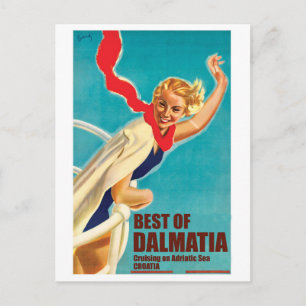 Cartão Postal Dalmácia, Croácia, garota em um iate