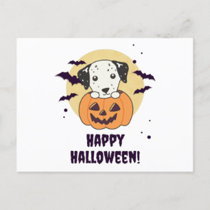 Cartão Postal Dalmaciano Em Pumpkin Cães Doce Feliz Dia das Brux