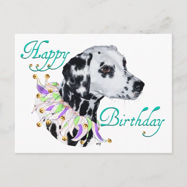 Cartão Postal Dálmata Feliz Aniversário (Frente)