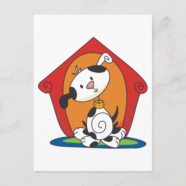 Cartão Postal Dalmation in Dog House T-shirts e presentes (Frente)