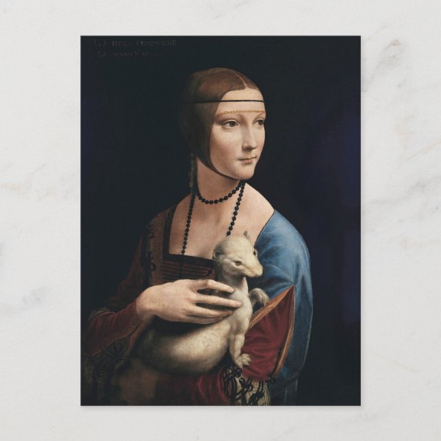 Cartão Postal Dama com um Arminho de Leonardo da Vinci (Frente)