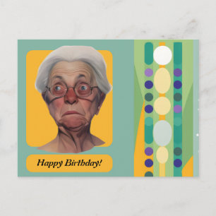 Cartão Postal Dama de Aniversário Divertida Retro
