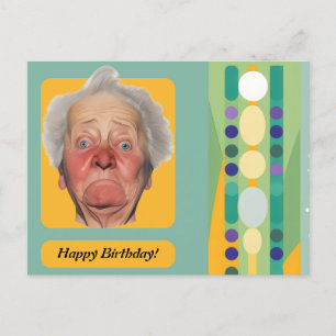 Cartão Postal Dama de Aniversário Engraçada Retro