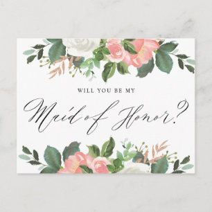 Cartão Postal Dama de Honra Floral Primavera Você Será Minha Dam
