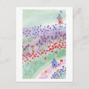 Cartão Postal dama de pássaros