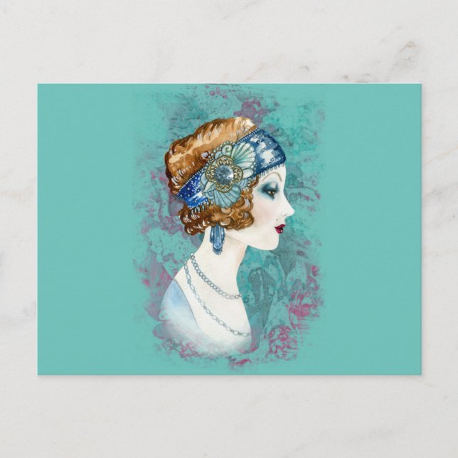 Cartão Postal Dama dos Anos Vinte. (Frente)