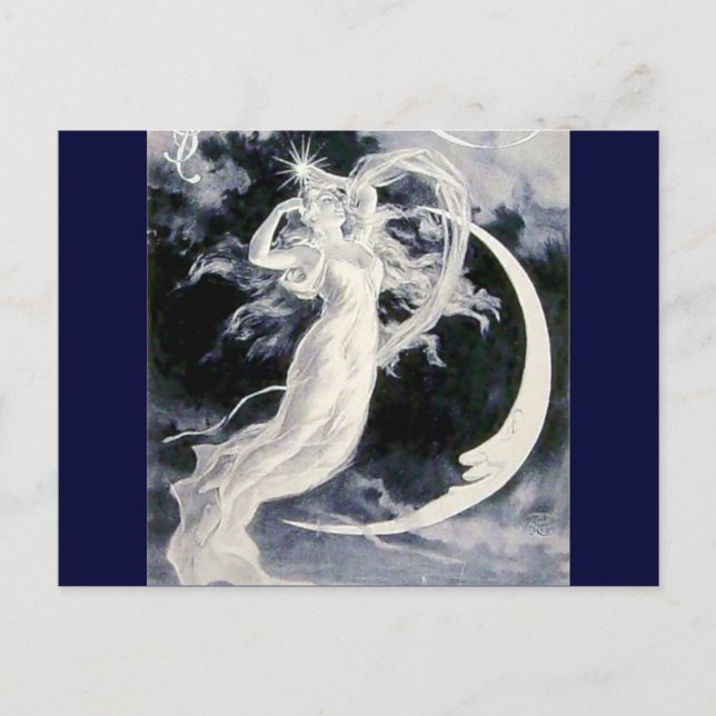 Cartão Postal Dama Lua Estrelas (Frente)