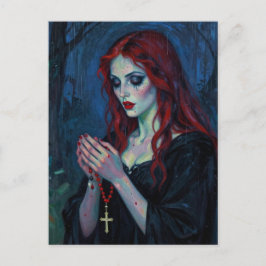 Cartão Postal Dama Vampira Com Rosário