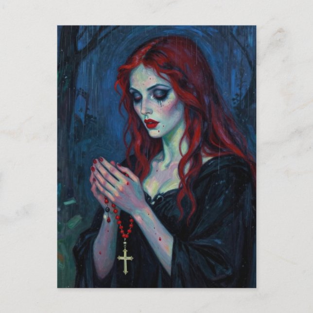 Cartão Postal Dama Vampira Com Rosário (Frente)