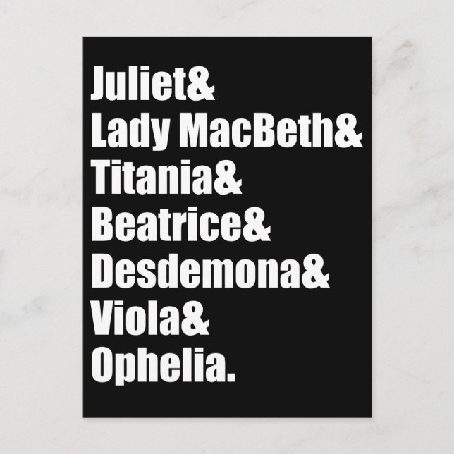 Cartão Postal Damas de Shakespeare (Frente)