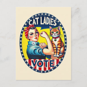 Cartão Postal Damas dos Gatos Votam