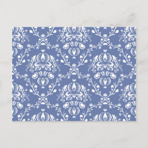 Cartão Postal Damasco Azul e Branco