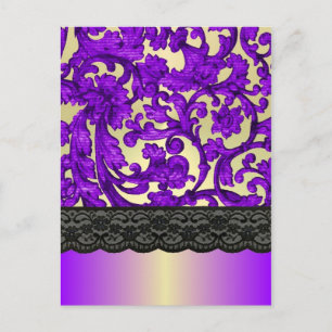 Cartão Postal Damasco de rendas roxo e dourado
