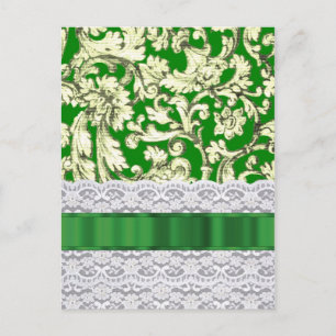 Cartão Postal Damasco floral verde
