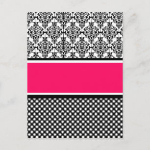 Cartão Postal damasco rosa quente