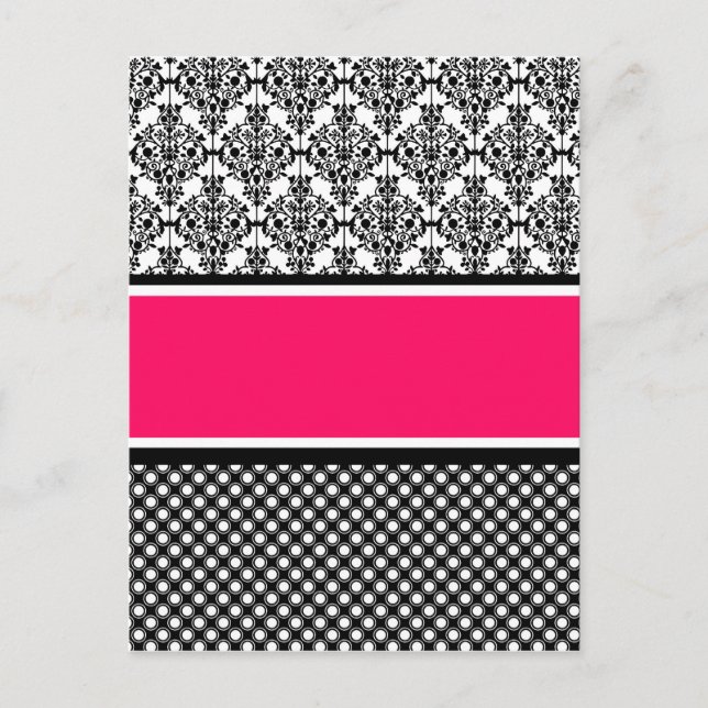 Cartão Postal damasco rosa quente (Frente)