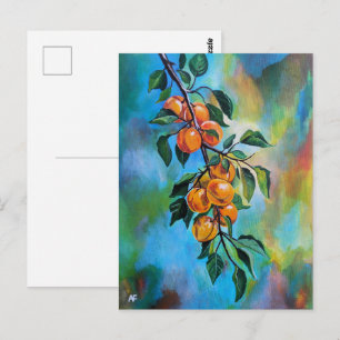 Cartão Postal Damascos em um Ramo de Verão Pintura de Alfred Fox