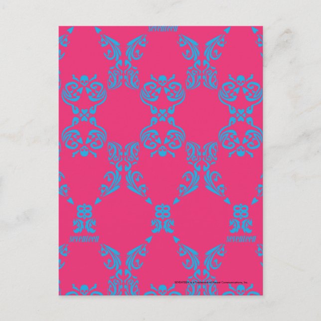 Cartão Postal Damask Aqua-Magenta (Frente)