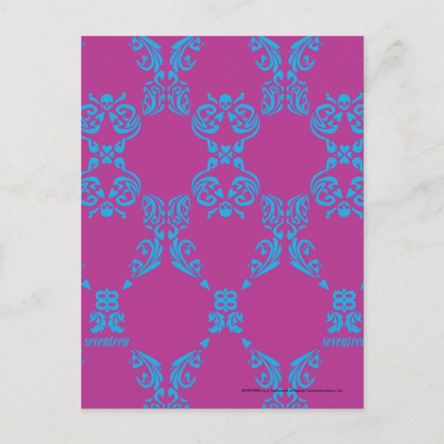 Cartão Postal Damask Aqua-Purple (Frente)