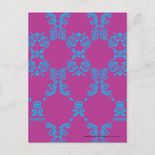 Cartão Postal Damask Aqua-Purple