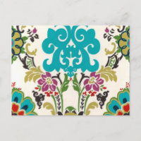 Damask Floral Patternos Plum Turquoise