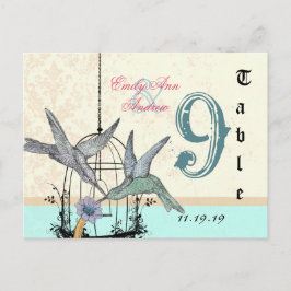Cartão Postal Damask Hummingbird Birdcage Número da Mesa