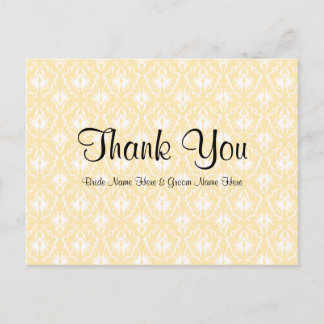 Cartão Postal Damask in White and Cream - Casamento bronzeado Ob