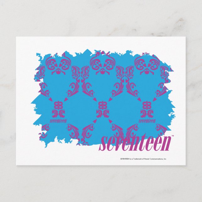Cartão Postal Damask Purple-Aqua 4 (Frente)