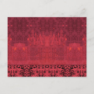 Cartão Postal Damask Wildflower, CASTELO DE ANGEL em Vermelho e