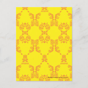 Cartão Postal Damask Yellow-Orange