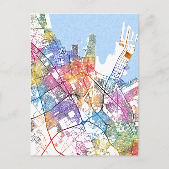 Cartão Postal Dammam Saudi Arabia City Map (Frente)