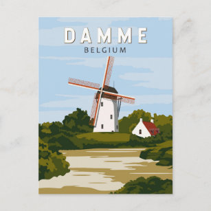 Cartão Postal Damme Belgium Retro Viagem Art Vintage